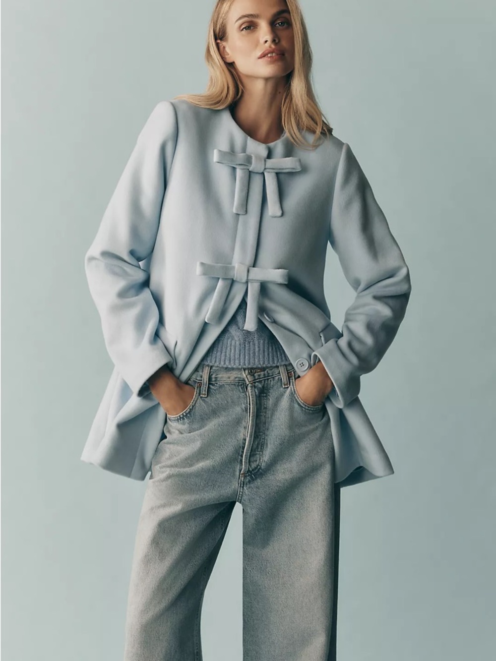 Anthropologie Bow Coat in Blue